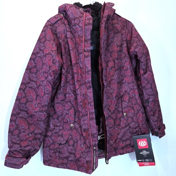 NWT 686 Wine Paisley Herringbone Insulated Winter & Snowboarding Jacket Size M - Picture 2 of 6